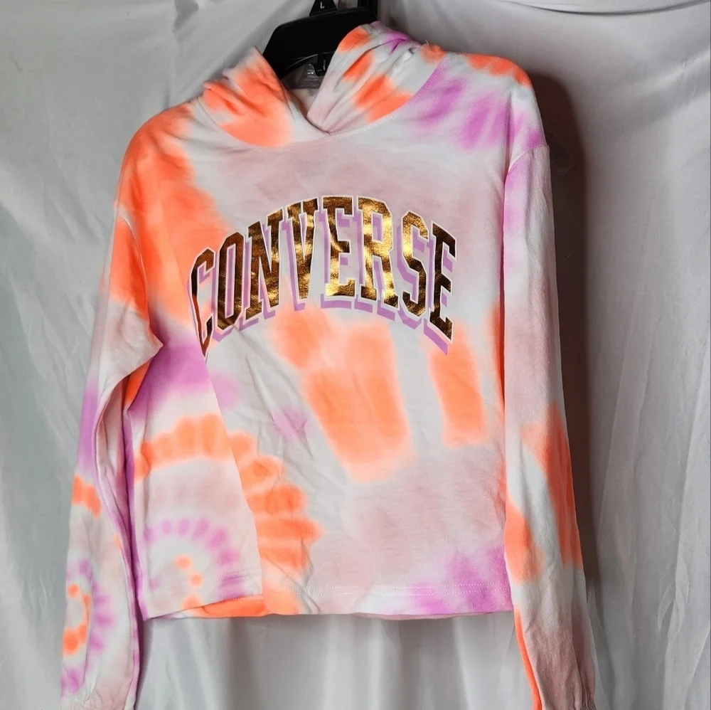 Converse XL Girl's All Over Print Tie-Dye Boxy Hoodie (Big Kids) Size XL